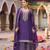 Purple embroidery & sequins chinnon palazzo straight suit- full stitched free size