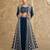 Blue embroidery & sequins chinnon silk jacket lehenga blouse- full stitched free size