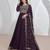 Purple embroidery & sequins silk dupatta gown- full stitched free size