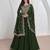 Green embroidery & sequins silk dupatta gown- full stitched free size