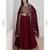 Wine embroidery & sequins silk dupatta gown- full stitched free size