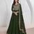 Green embroidery & sequins silk dupatta gown- full stitched free size
