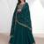 Teal blue embroidery & sequins silk dupatta gown- full stitched free size