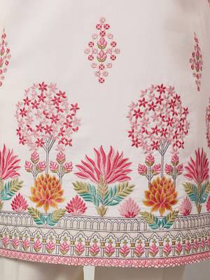 white viscose silk floral embroidered kurta pajama set for men 7