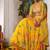 Yellow Printed Crepe Lehenga Set