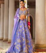 Lavender Embroidered Silk Lehenga Set