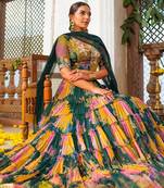 Multicolor Printed Net Lehenga Set