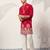 red viscose silk floral embroidered kurta pajama set for men