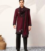 MAROON VISCOSE SILK THREAD & SEQUINS EMBROIDERED WORK FUNCTION FESTIVAL MARRIAGE PARTY WEAR STRAIGHT KURTA DUPATTA