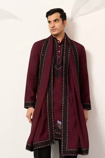 MAROON VISCOSE SILK THREAD & SEQUINS EMBROIDERED WORK FUNCTION FESTIVAL MARRIAGE PARTY WEAR STRAIGHT KURTA DUPATTA
