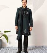 GREEN VISCOSE SILK THREAD & SEQUINS EMBROIDERED WORK FUNCTION FESTIVAL MARRIAGE PARTY WEAR STRAIGHT KURTA DUPATTA