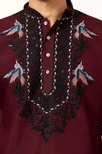 MAROON VISCOSE SILK THREAD & SEQUINS EMBROIDERED WORK FUNCTION FESTIVAL MARRIAGE PARTY WEAR STRAIGHT KURTA DUPATTA