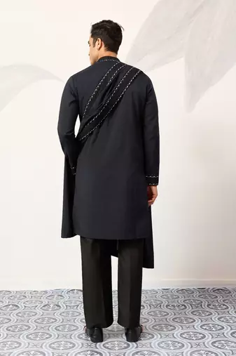 NAVY BLUE VISCOSE SILK THREAD & SEQUINS EMBROIDERED WORK FUNCTION FESTIVAL MARRIAGE PARTY WEAR STRAIGHT KURTA DUPATTA