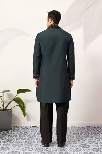 GREEN VISCOSE SILK THREAD & SEQUINS EMBROIDERED WORK FUNCTION FESTIVAL MARRIAGE PARTY WEAR STRAIGHT KURTA DUPATTA