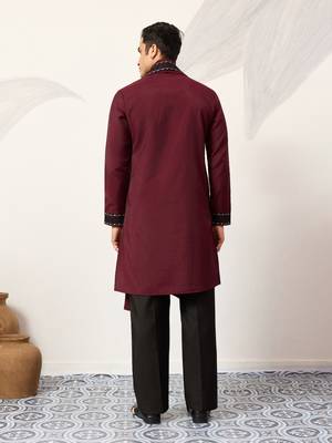 MAROON VISCOSE SILK THREAD & SEQUINS EMBROIDERED WORK FUNCTION FESTIVAL MARRIAGE PARTY WEAR STRAIGHT KURTA DUPATTA 6