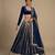 Blue Embroidered Velvet Lehenga Set