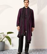 PURPLE VISCOSE SILK THREAD & SEQUINS EMBROIDERED WORK FUNCTION FESTIVAL MARRIAGE PARTY WEAR STRAIGHT KURTA DUPATTA