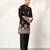 black viscose silk floral embroidered kurta pajama set for men
