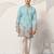 SKY BLUE VISCOSE SILK THREAD & SEQUINS EMBROIDERED WORK WEDDING FESTIVAL MARRIAGE PARTY WEAR STRAIGHT MENS KURTA