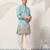 sky blue viscose silk floral embroidered kurta pajama set for men