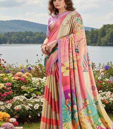 Hypnotex multicolor  printed saree with blouse