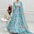 sky blue colorful floral print fox georgette anarkali gown set with dupatta