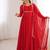 Elegant red fox blooming georgette flared anarkali gown with dupatta