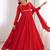 Elegant red fox blooming georgette flared anarkali gown with dupatta