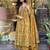 Jaipuri Yellow Women's Cotton Blend Anarkali Printed Kurta With Palazzo & Dupatta