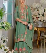 Luxury wedding seagreen embroidered kurta palazzo set