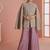 Women mauve & gold printed cape style kurta with flared palazzo pants