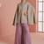 Women mauve & gold printed cape style kurta with flared palazzo pants