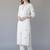 White  embroidered rayon kurta set