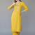 Yellow embroidered rayon kurta set
