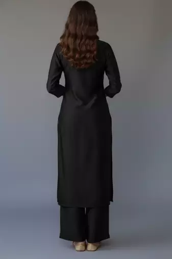 Black embroidered rayon kurta set