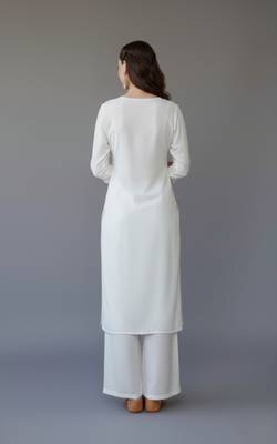 White embroidered rayon kurta set 2