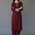 Maroon embroidered rayon kurta set