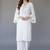 White embroidered rayon kurta set