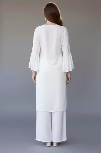 White embroidered rayon kurta set