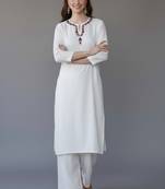 White embroidered rayon kurta set