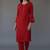 Red embroidered rayon kurta set