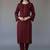 Maroon embroidered rayon kurta set