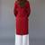 Red  embroidered rayon kurta set