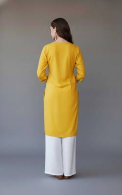 Yellow embroidered rayon kurta set 2