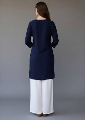 Navy embroidered rayon kurta set 2