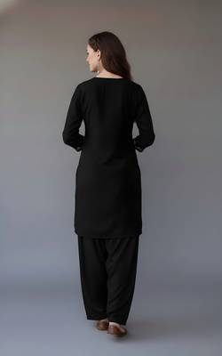Black embroidered rayon kurta set 2