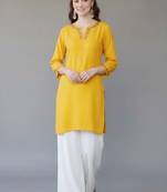 Red embroidered rayon kurta set