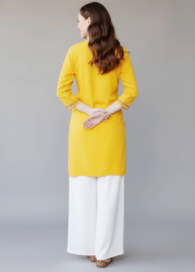 Red embroidered rayon kurta set