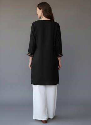 Black embroidered rayon kurta set 2