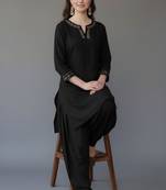 Black embroidered rayon kurta set